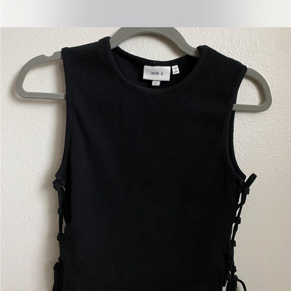 Milk It Black Lace-Up Crop Top
